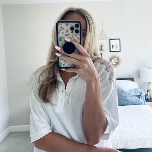 The Kooples White Lace Polo - Picture 1 of 6